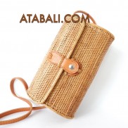 Mini Barrel ata rattan handwoven bag with leather clip